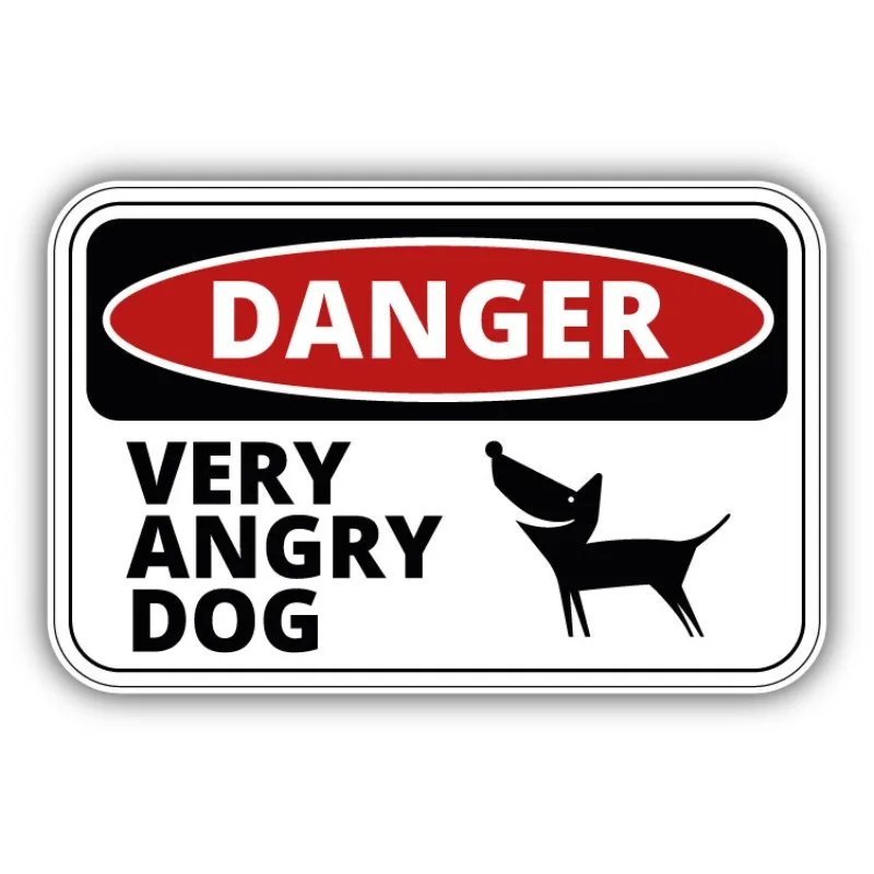 Warning Mark Car Sticker 15cm PVC Angry Dog Cartoon Danger Sign Bumper Sticker