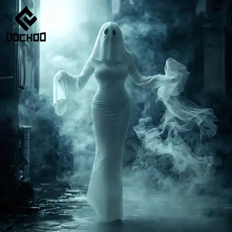 

Women Ghost Cosplay Costume Sexy Dress Halloween White Dresses Stage Costume Play Outfit Cute Ghost Dress Up Comic Con Costume