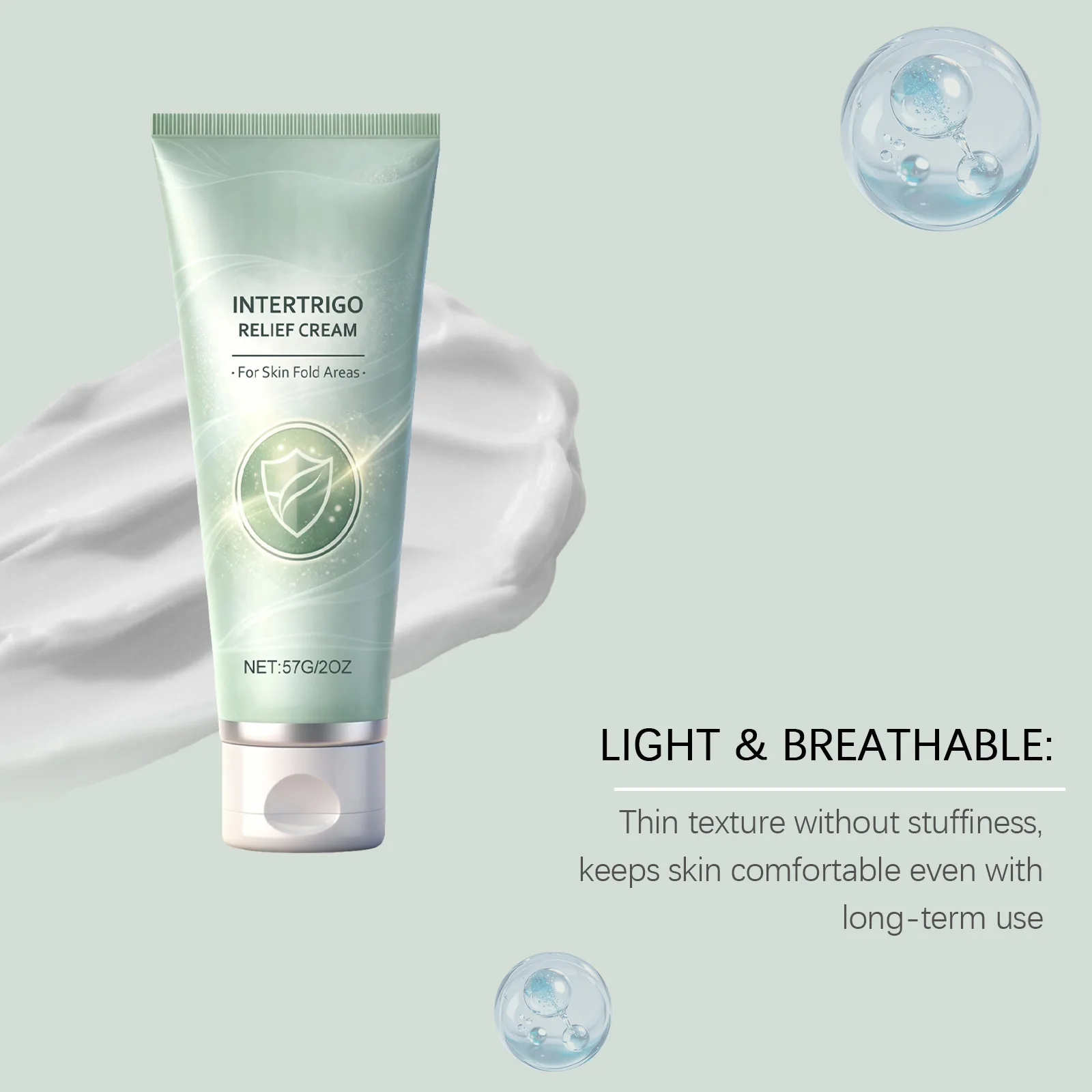 Intertrigo Relief Creme 57g/100g Zinkoxid & Undecyleninsäure für Hautfaltenpflege, Reibungsvermeidung, Feuchtigkeits- und Reibungsregulierung – Detail 3