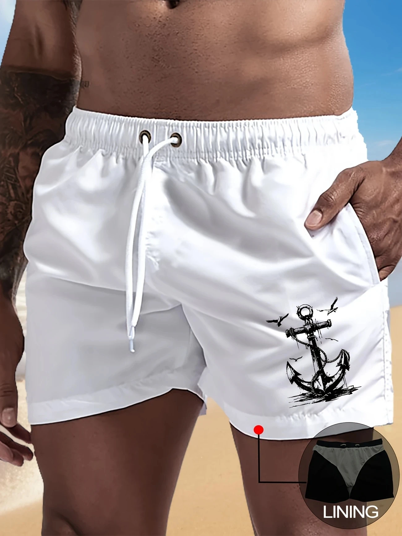 شورتات الشاطئ المخصصة للرجال شورتات رياضية صيفية مع رباط خفيفة الوزن لصيف ركوب الأمواج وجيوب مبطنة لقضاء العطلات #3
