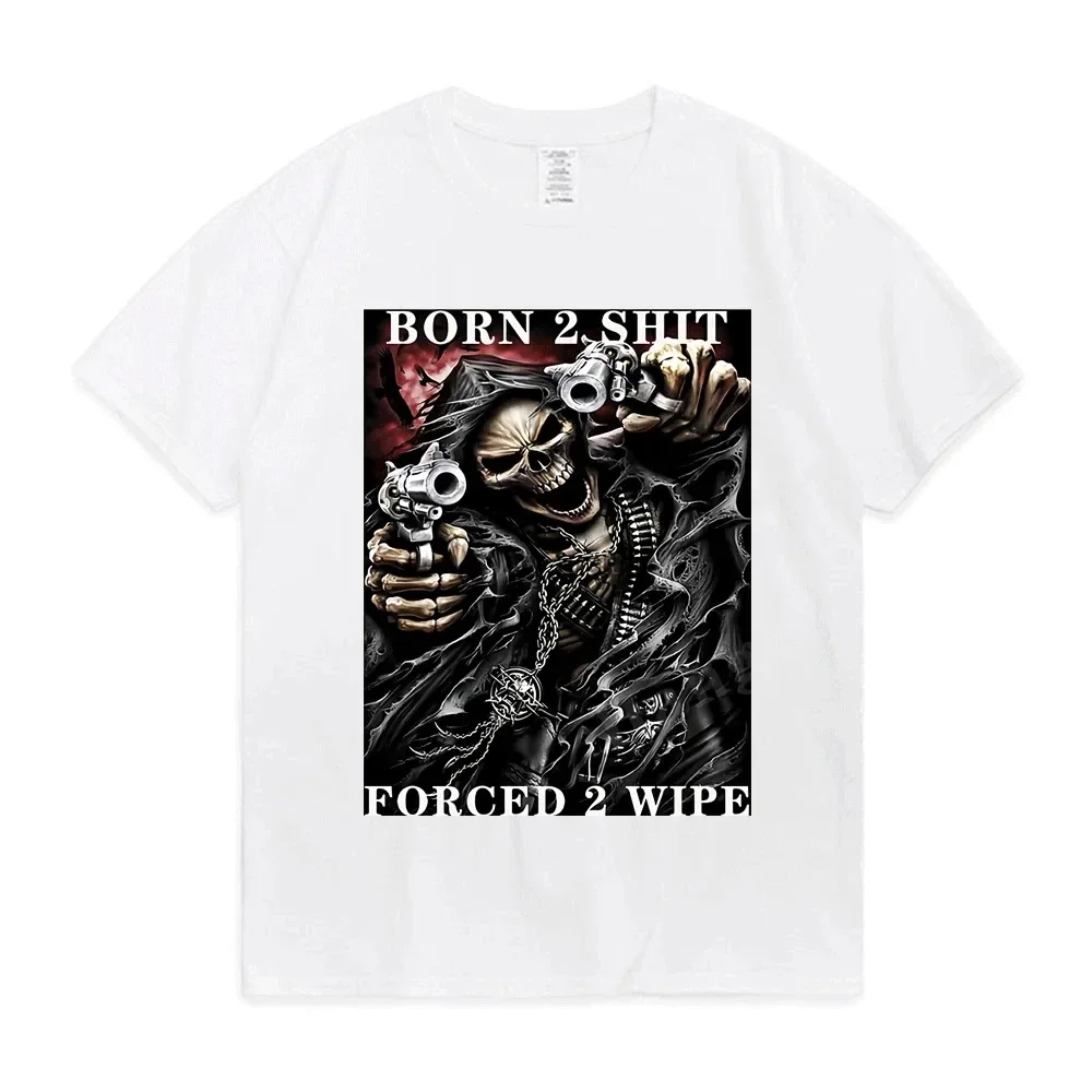 Printed T Shirt Short Sleeve  Streetwear Trend Tee Tops Anime The Born To  Forced To Wipe Men Cotton T-Shirt harajuku cotton