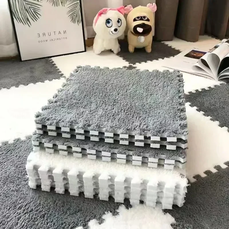 

EVA Crawling Mat Stitching Suede Floor Mat Baby Play Mat Home Fashion Living Room Bedroom Puzzle Foam Carpet 30*30*1x1.0cm