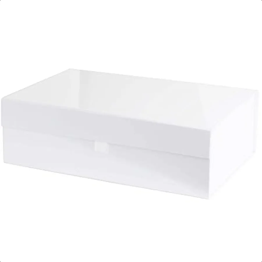 Purple Q Crafts White Hard Gift Box With Magnetic Closure Lid 14 x 9 x 4 Rec Favor Boxes With White Glossy Finish 1 Box