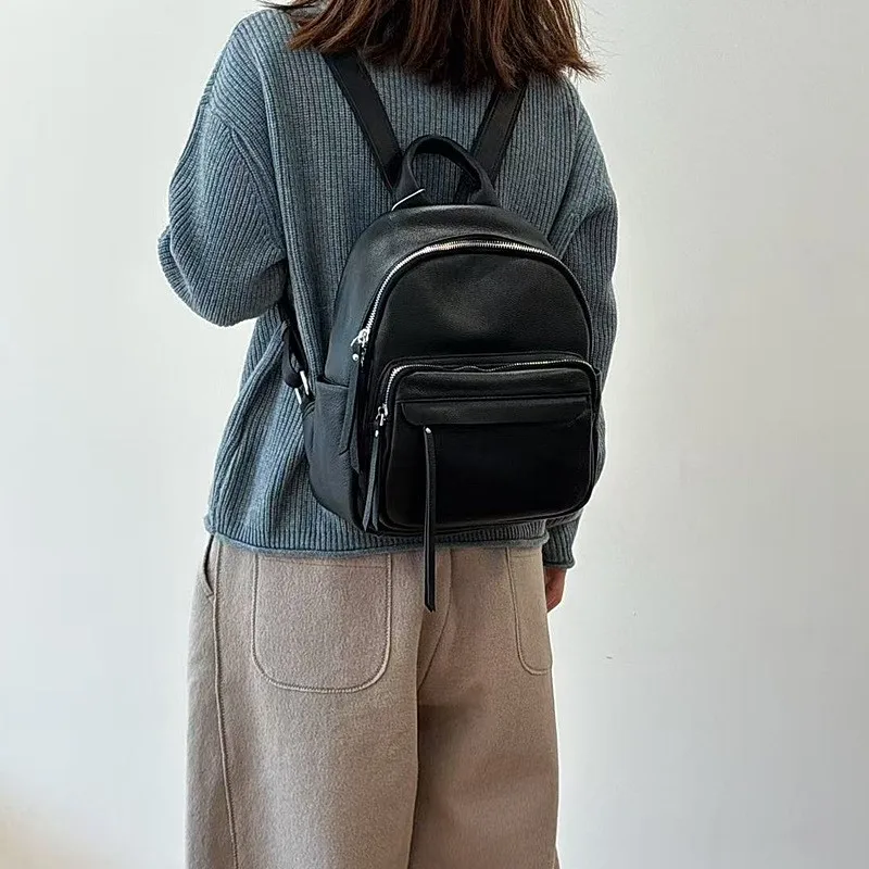 Johnature 2026 New Multi Layer Leisure Backpack Genuine Leather Women's Bag Soft Cowhide Large Capacity Travel Backpack