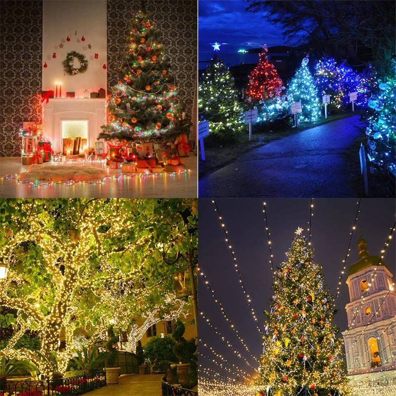 Guirxiété lumineuse LED pour Noël, lumière dégradée, lampe feston, éclairage décoratif extérieur pour fête de mariage, 10m, 20m, 30m, 50m, 100m