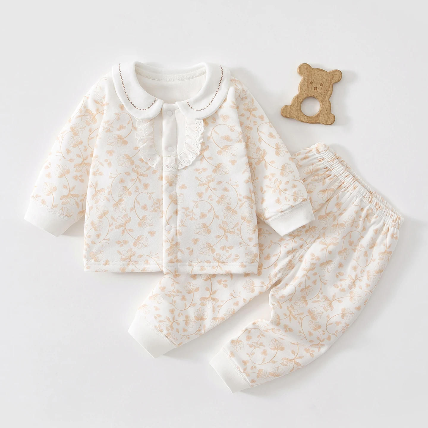 

Newborn Baby Underwear Set for Girls, Seamless Autumn and Winter Pure Cotton Newborn Home Clothes, Thin Cotton Spring and Autumn Clothes