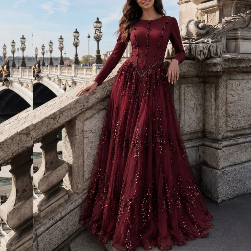 Maßgeschneidertes Luxuriöses Funkelndes Abendkleid Wunderschönes A-Linien Bodenlange Ballkleider Hochzeitsfeier-Kleid