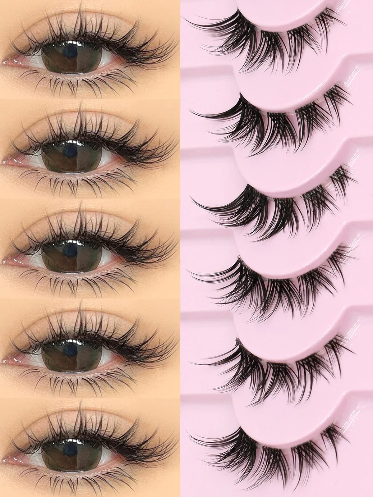 GROINNEYA Cat Eye Lashes Soft Natural Faux Mink Eyelashes Fake Lashes Natural Look Wispy Winged End Eye Elongated Half Lashes