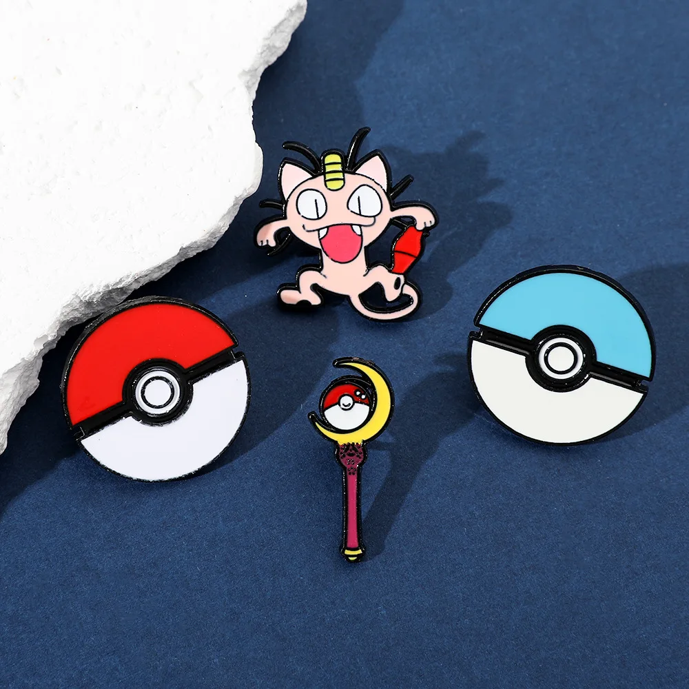 Meowth-broches de bola de Poke, alfileres de esmalte, accesorios de Cosplay bonitos, regalos para fanáticos