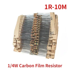 Surtido de resistencias de película de carbono, Kit de resistencia de 1/4W, 56 valores, 560 de resistencia, 1 Ohm ~ 10M, 1, 5%, 10, 47, 68, 1k, 4,7 k, 22k, 47k, 82k, 1m, Ohm, 2,2 piezas