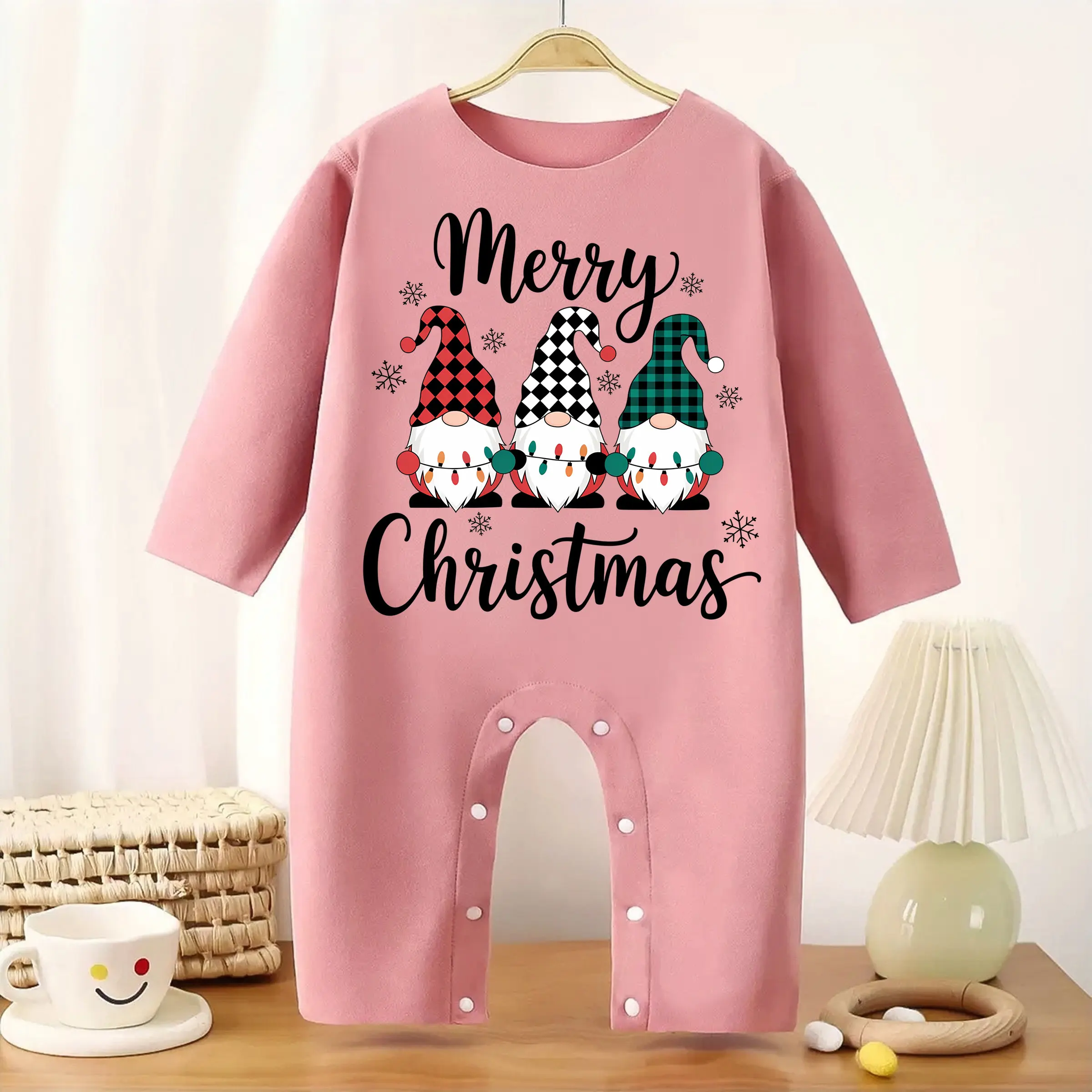 

Первое Рождество MINISO Happy Christmas детский утолщенный комбинезон для младенцев с длинными рукавами Creeper сохраняет тепло для высоты 60-90 см детская ткань