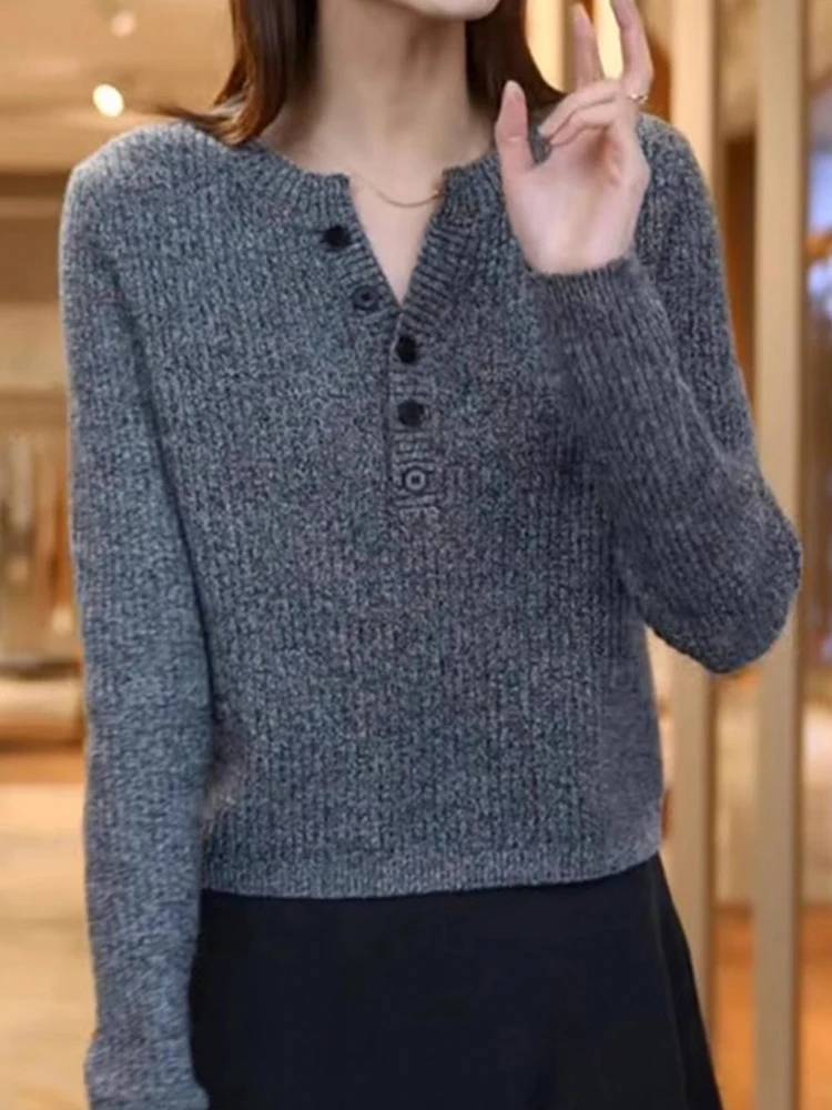 

ay Wool Knitted Sweater Women's Long Sve Autumn Winter New Sle Base Layer Faionable Outerwear ort Top