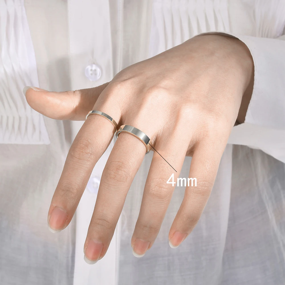 Classic Ring Stainless Steel For Men Women 4mm High Polish Inner Curved High Quality Simple Boy Finger Jewelry #7 -#13