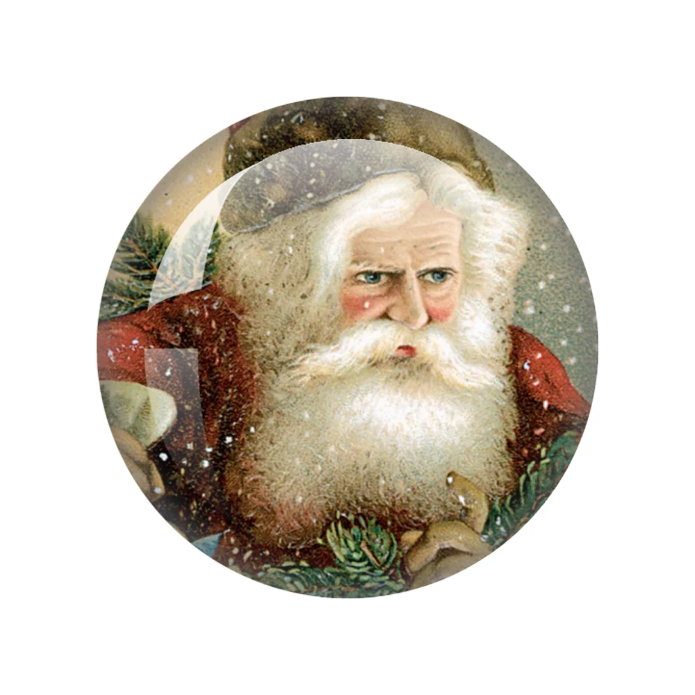 Cute Cartoon Santa Claus Christmas Art Paintings 12mm/18mm/20mm/25mm Round Photo Glass Flatback Jewelry Making Findings Bracelet