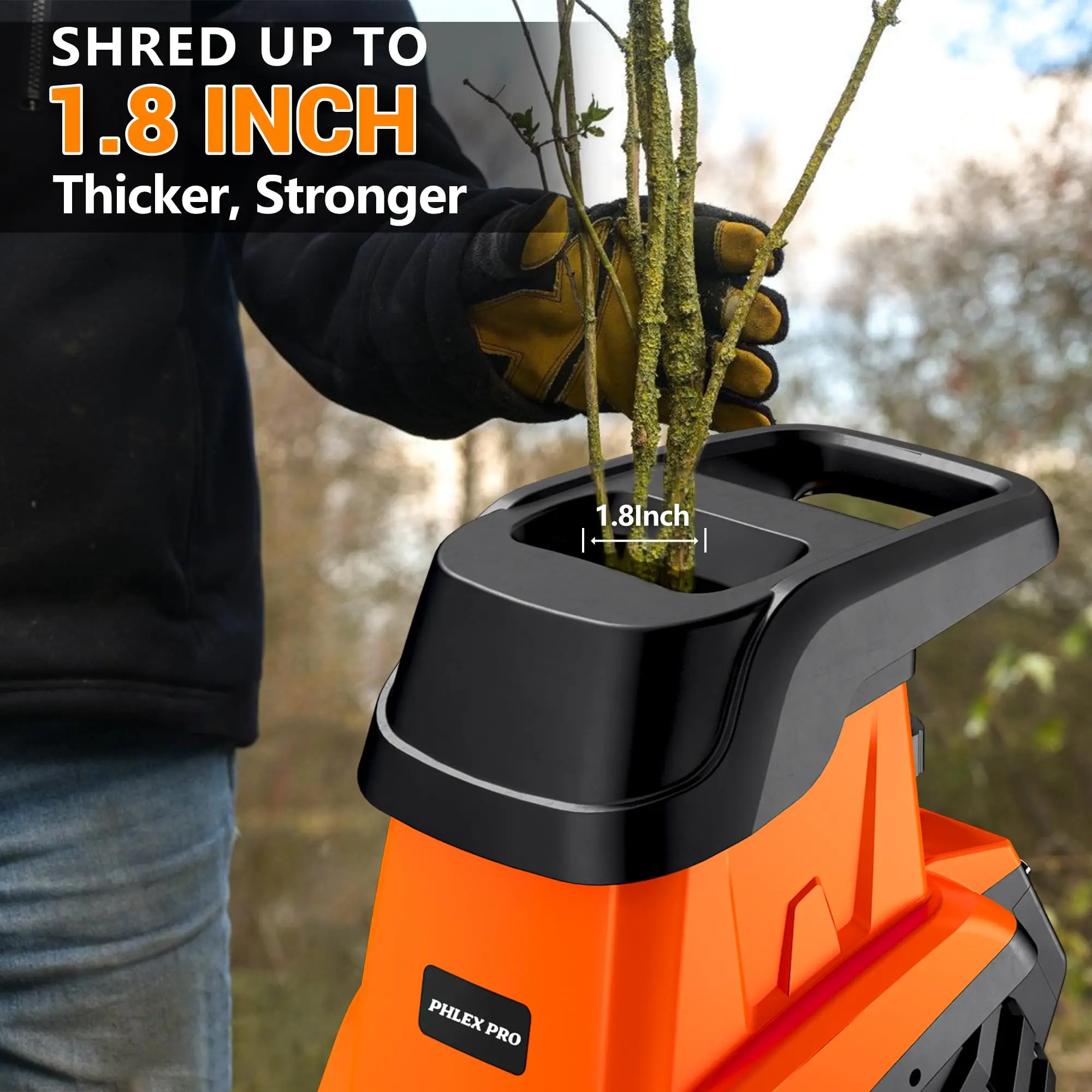 Wood Chipper Shredder, 15-Amp 1.8