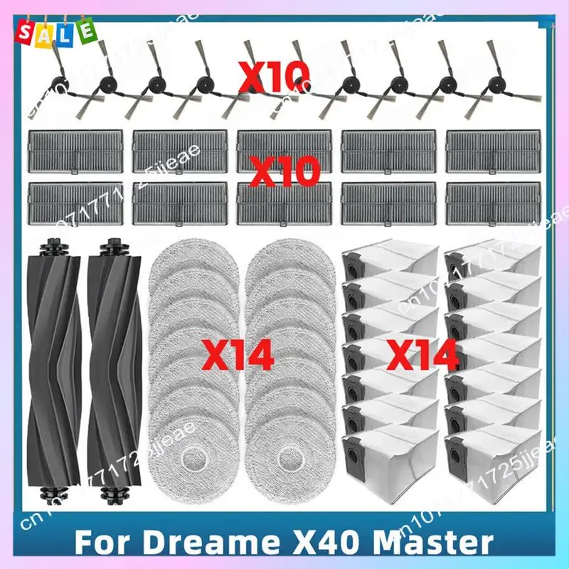 B66C 50 قطعة استبدال أجزاء Fordreame X40 ماستر مكنسة كهربائية الملحقات الجانب الرئيسي فرشاة ممسحة القماش كيس لجميع الغبار فلتر HEPA