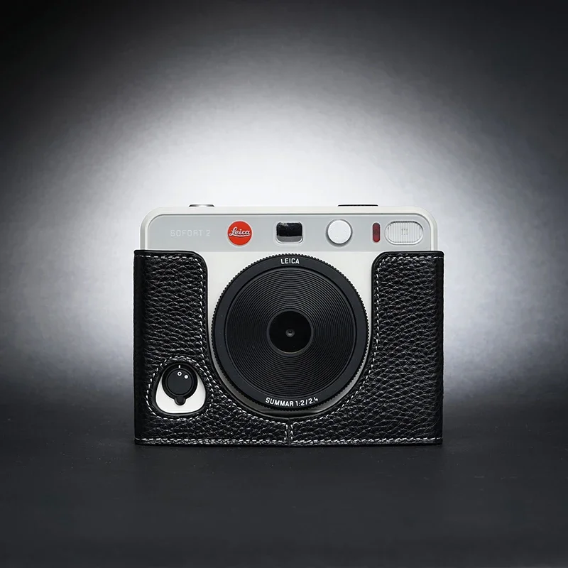 حقيبة الأدمة المضادة للانزلاق من الجلد الطبيعي لـ Leica Sofort 2 ، علبة صندوق الجسم ، غلاف واقي ، باب بطارية مفتوح ، مصنوع يدويًا