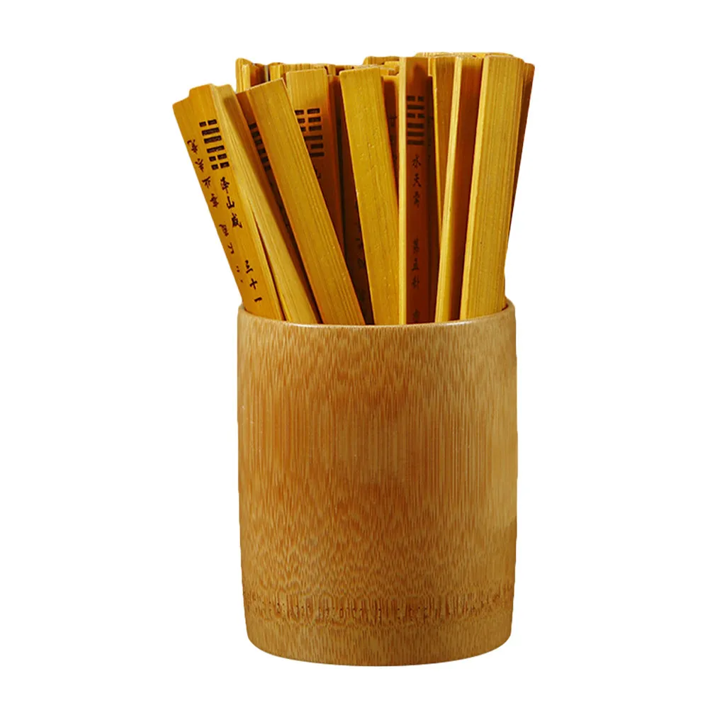 

1Set Divination Sticks Bamboo Bucket Ancient Chinese Divination Game Prop Beginner Educational Traditional Office
