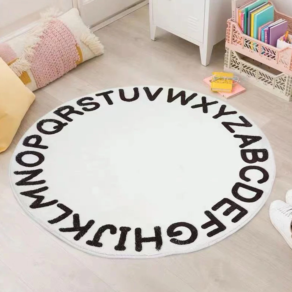 

Alphabet Rug Round Floor Mat Decorative Carpet Soft Cushion Home Hotel Bedroom Kids Non-Slip Mat Polyeste Area Rug Floor Carpet