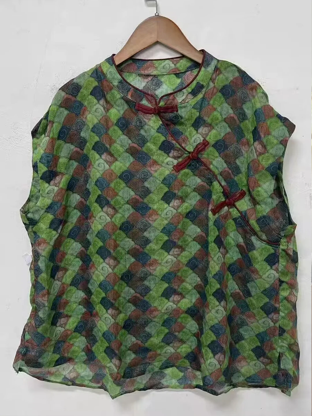 신상 중국 스타일 여성 린넨 여름 빈티지 민족 스타일 스탠드 칼라 프린트 코튼 린넨 탑 패셔너블 스몰 사이즈