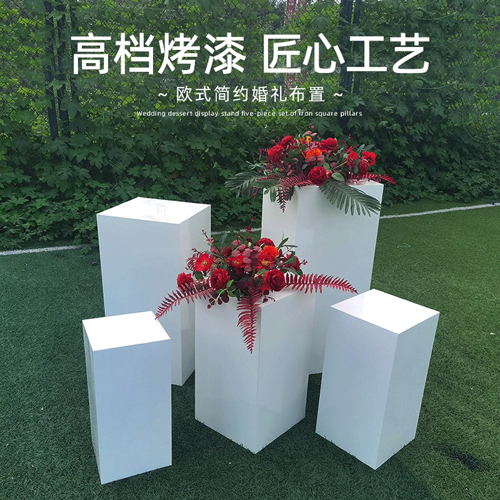 Simple Desing Square Metal Display Stands Wedding Flower Stand Cake Stand Set For Event And Party