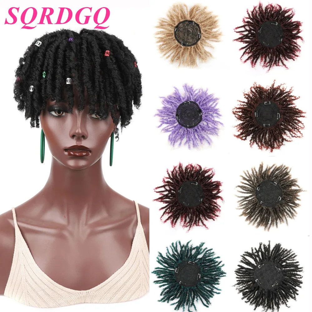 SQRDGQ Short Half Wigs for Women Synthetic Hair Afro Curly Hair Dreadlocks Topper Clips in Hairpiece For Men & Women