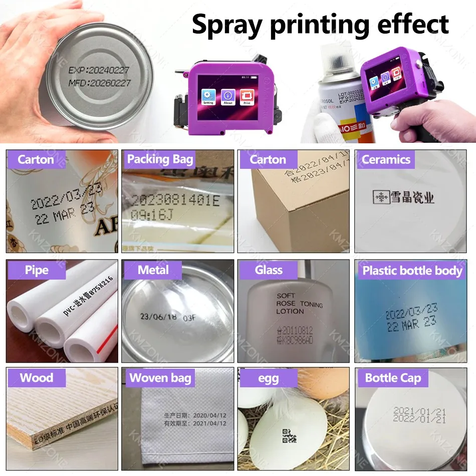 Imagem -06 - Impressora Jato de Tinta Portátil com Pistola Secagem Rápida Tinta Não Criptografada Código qr Data do Número do Lote Vários Idiomas 127 mm