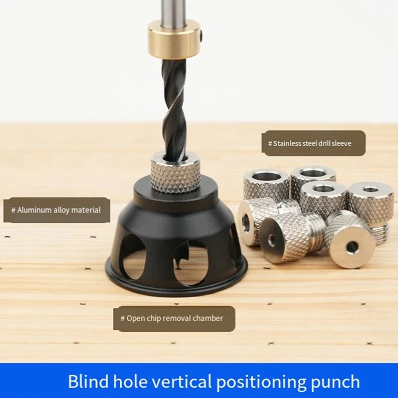 Replaceable Vertical Drill Guide Doweling Jig Kit 3-10Mm Drill Positioning Pocket Hole Jig Hole Puncher