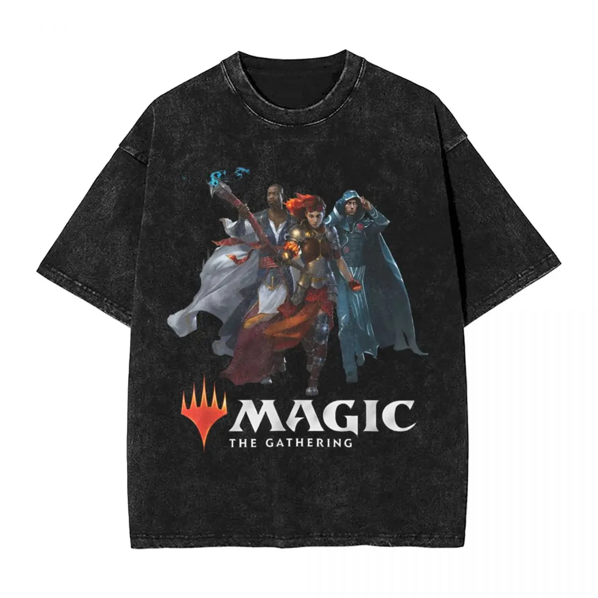 Magic The Gathering Three Planeswalkers Washed T Shirt Streetwear Hip Hop Fashion T-Shirt Tees Men Women Cotton Oversize Graphic