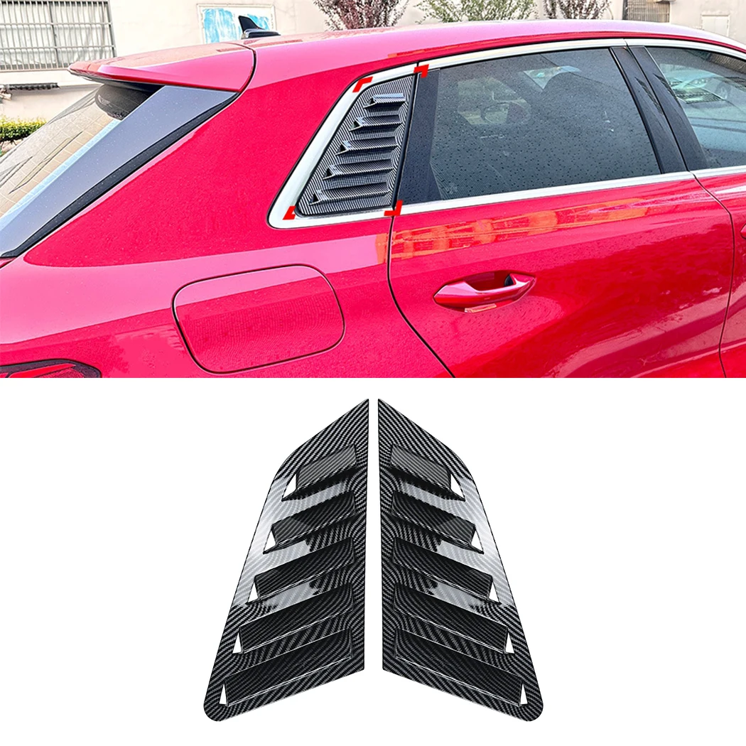 Car Rear Window Shutter Cover Trim For Audi A3 S3 8Y hatchback 2021-2025 Glossy black/Carbon Fiber look