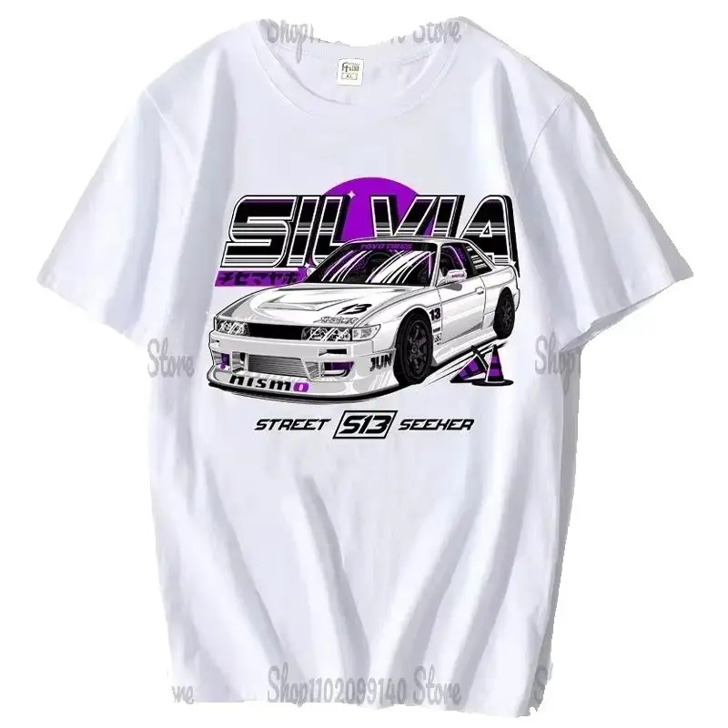 SChassis 13 SR20 Powered Classic T-Shirts Silvia S13 Criminal on Touge Drift King Style Japanese Race Car T-shirt Men JDM Tees