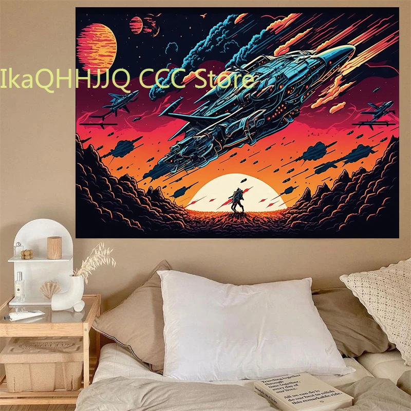 Tapestry Cyberpunk Personality Ins Hanging Cloth Room Decor Background Decorative Wall Tapestries Bedroom Bedside Decoration