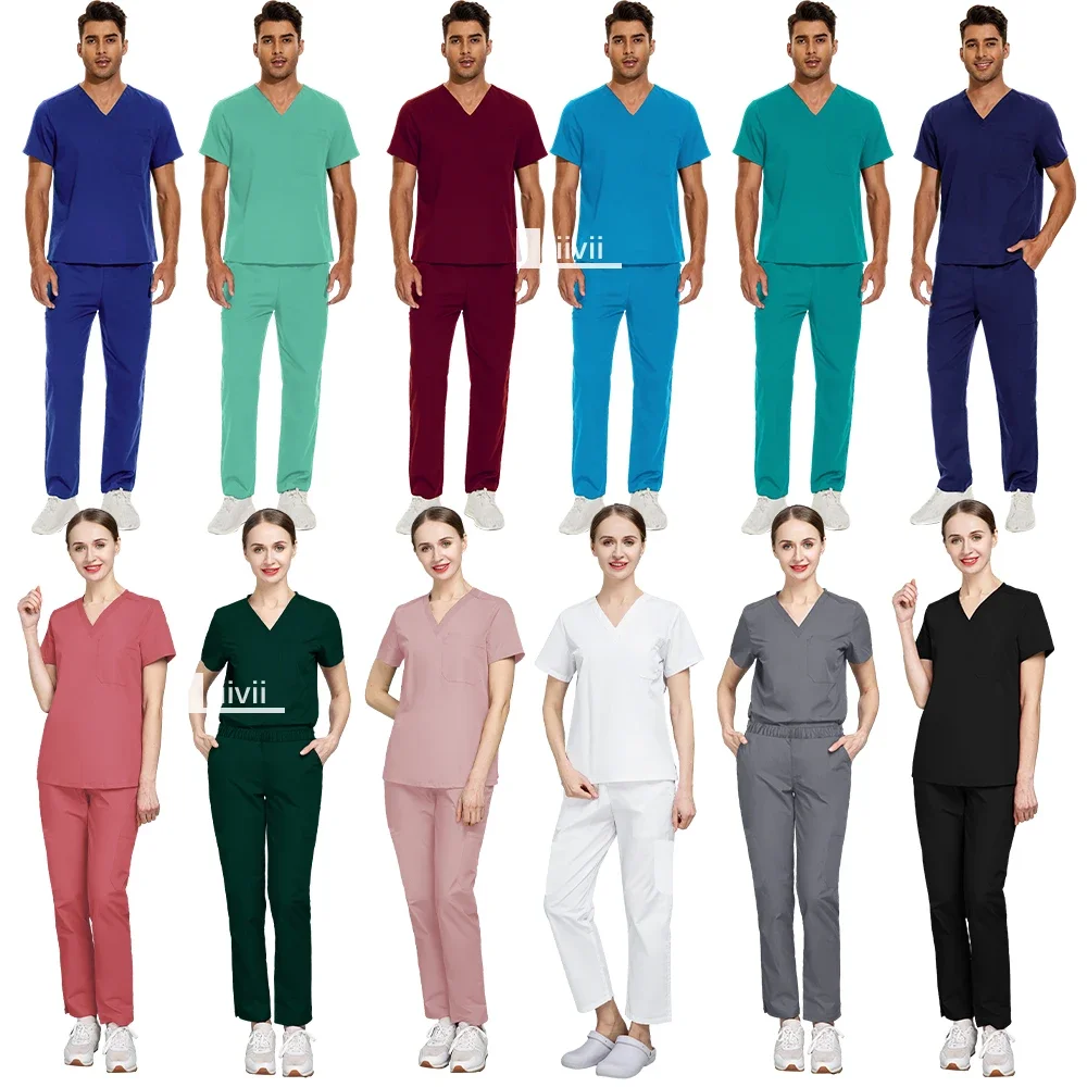 男性と女性のための看護師のユニフォームセット,実験室での作業服,病院,手術,歯科,診療所,実験室のためのユニセックススーツ