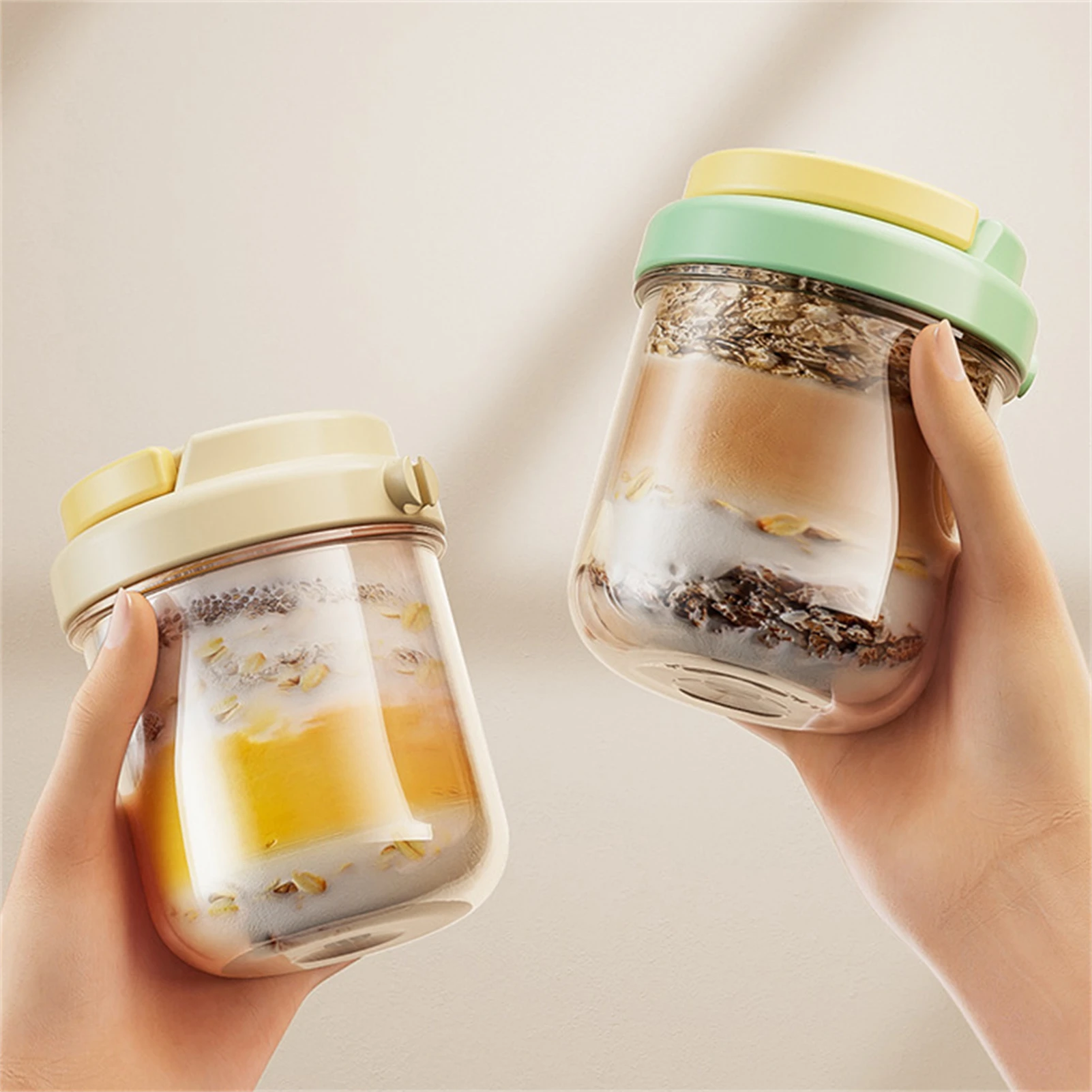 1pc Breakfast Cup Portable Oatmeal Cereal Nut Yogurt Salad Cup With Spoon Picnic Lunch Box Students Food Storage Container