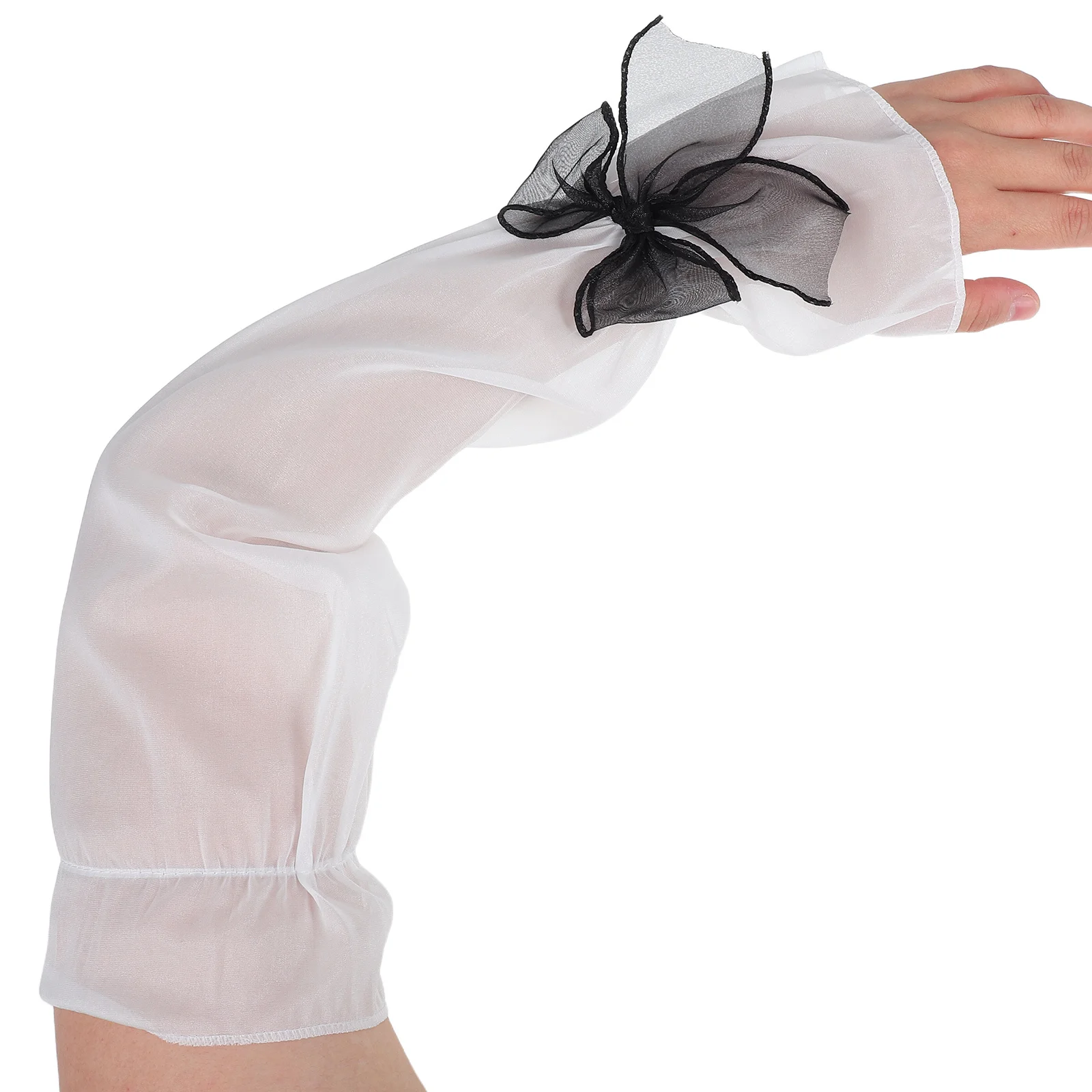 

2Pair Mesh Arm Sleeves Sun Protection Sleeves Breathable Cooling Long Fingerless Bowknot Design Summer Outdoor Sports Women