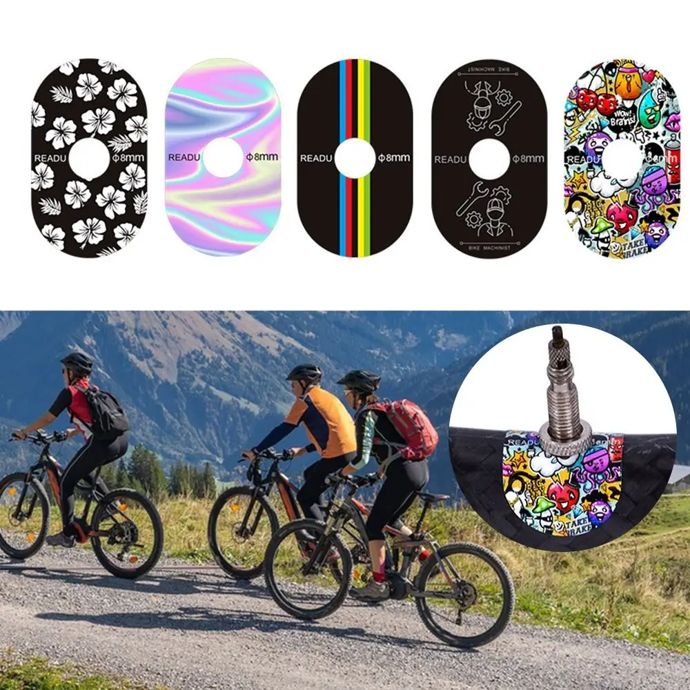 3PCS/Set Bicycle Valve Sticker Waterproof PVC Bike Valve Pad Stickers MTB/Road Bike Multicolor Valve Sticker Decorative Decals