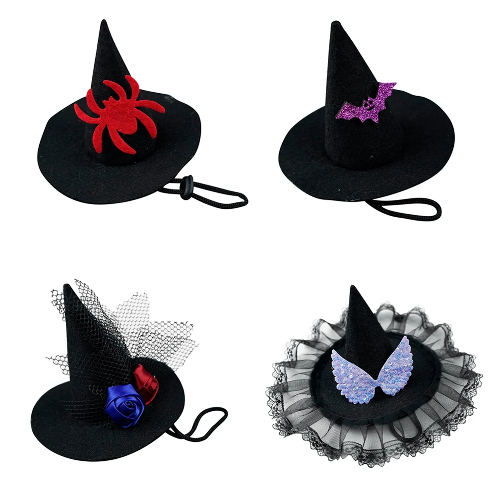 Pet Festival Birthday Party Hat Black Lace Halloween Cosplay Angel White Decoration Witch Cute Lace Hat Chihuahua Pet Accessorie