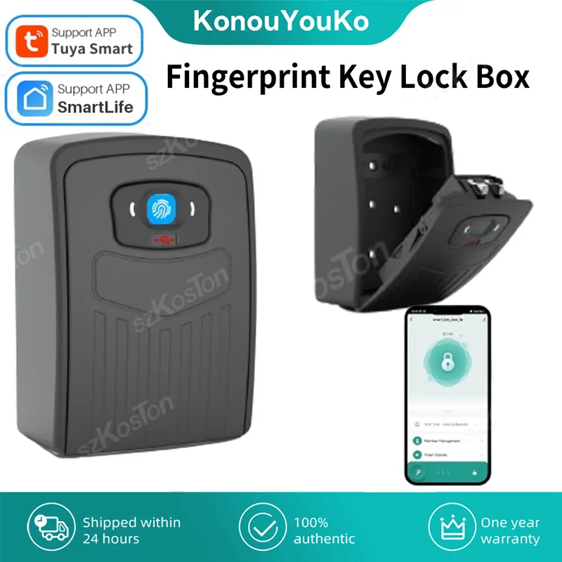 Tuya Smart Fingerprint Key Lock Box Wall Mount Keys Safe Box Apartment Outdoors Waterproof Metal Lockbox Smart life APP Unlock