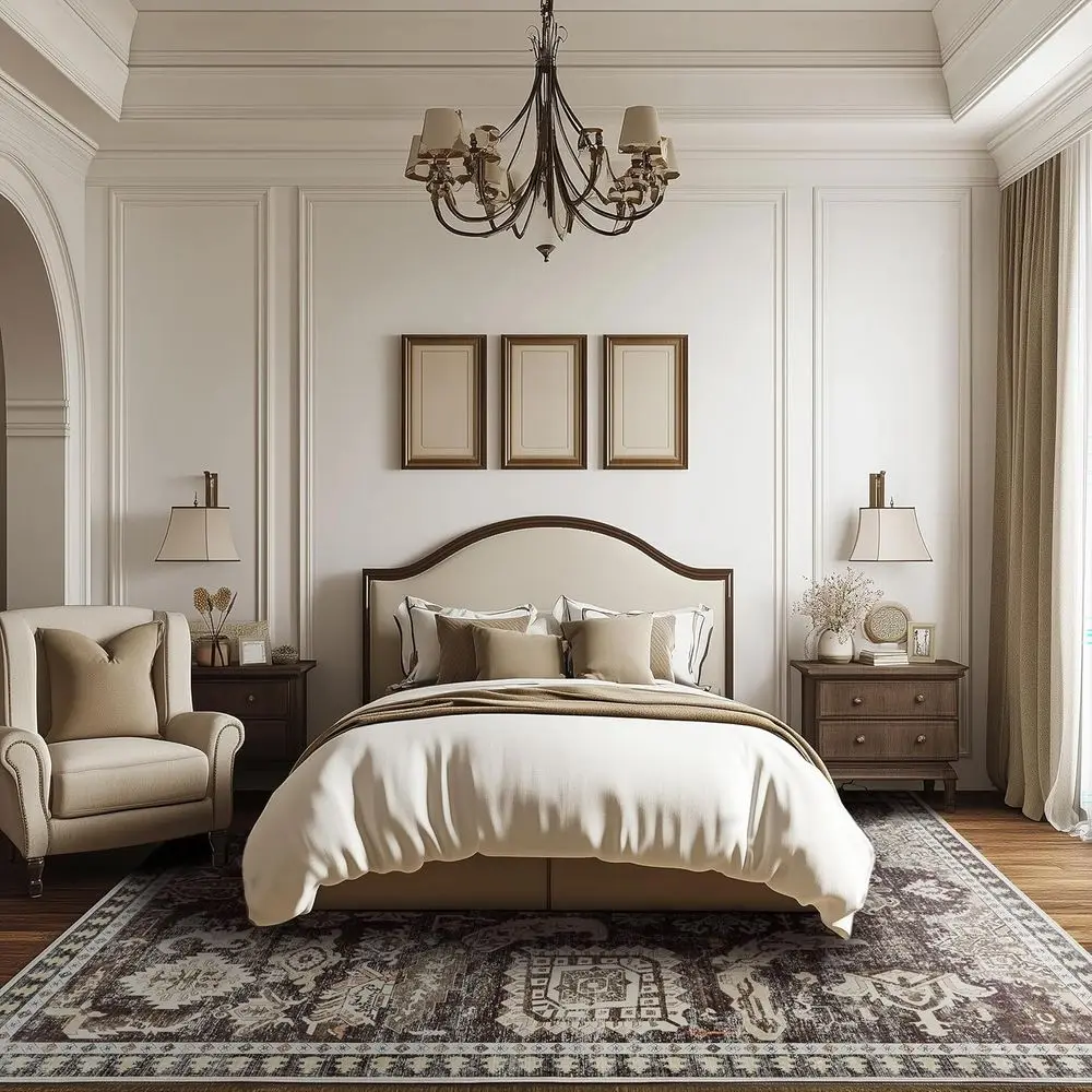 Karpet Boho yang Dapat Dicuci - Lembut Anti-Selip untuk Ruang Tamu, Kamar Tidur, Ruang Makan, Kamar Anak, Teras Dalam/Luar Ruangan - Cokelat Gaya Pedesaan