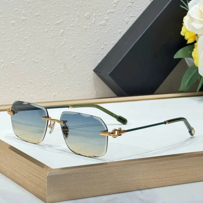 High Quality Wholesale Sunglasses Model 75120U Rimless Frame Alloy Temple UV400 Designer Eyewear with Box