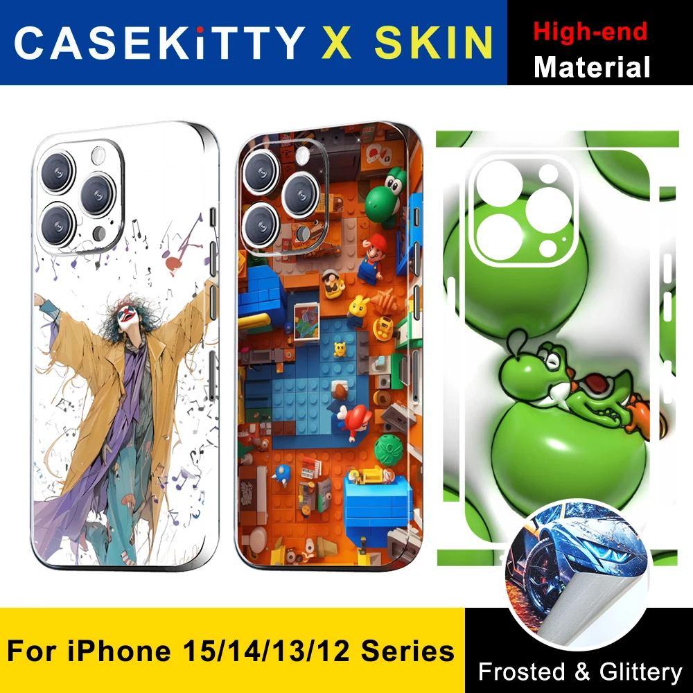 CASEKiTTY Skin Wrap For iPhone 15 Pro Max Sticker 14 Plus Back Film 13 12 Mini Protective Decal Full Cover Side Frame Protector