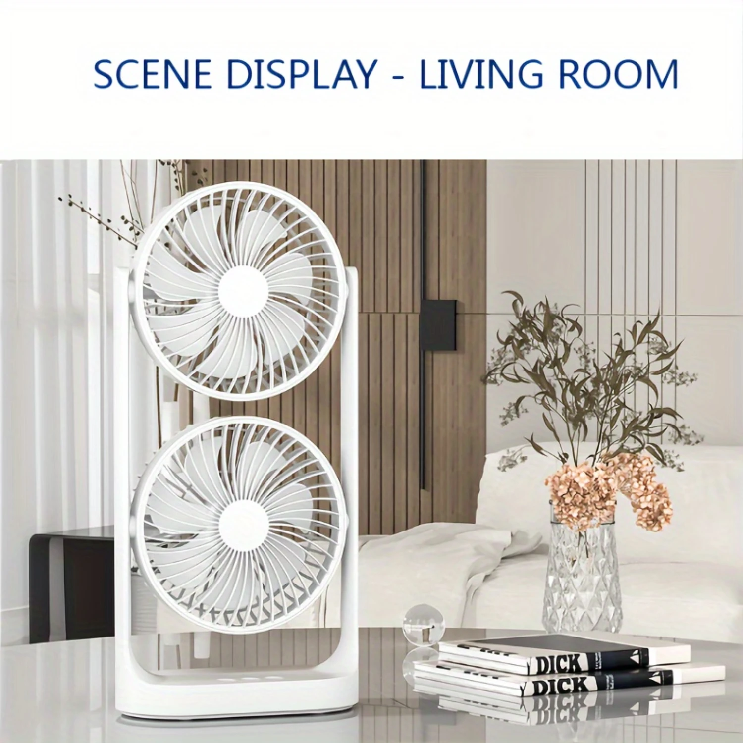 1pc, Portable Dual Head Desk Fan - Omnidirectional Airflow, Air Outlet, Adjustable Powerful Breeze, Compact and Lightweight