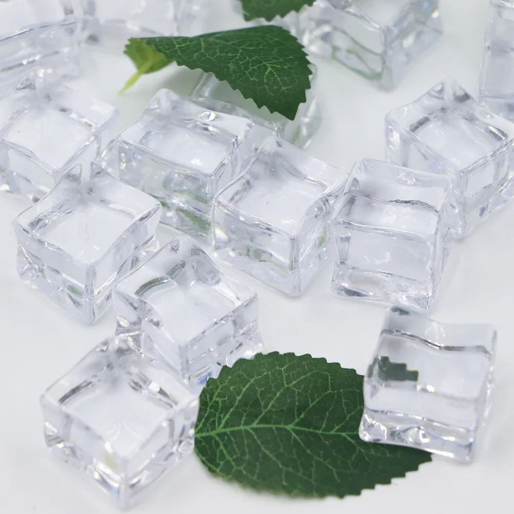 Camal 20PCS 18mm Acrylic Artificial Ice Cubes Simulation Square Shape Clear Bar Party Wedding Decoration Photography Prop