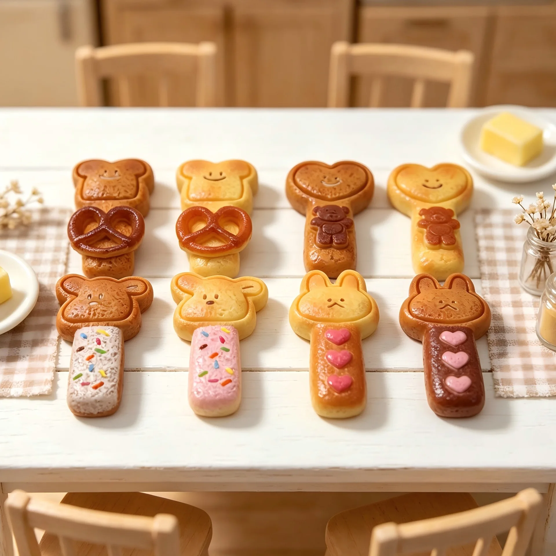 10pcs Cartoon baked animal head bread slice resin pendant diy handmade Keychain hairpin clip Accessories phone case decoration