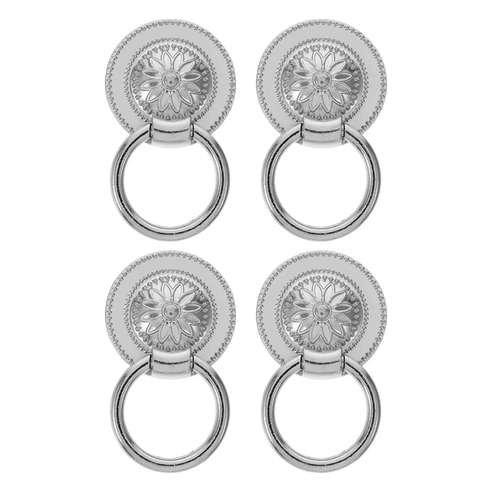 4Pcs Metal Vintage Drawer Pulls Chrysanthemum Floral Design Easy Install Smooth Finish Farmhouse Cabinet Hardware Dresser Pulls