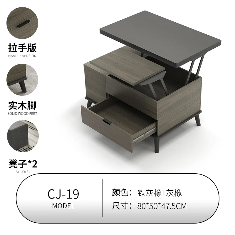 Podnoszenie stolika kawowego styl skandynawski małego mieszkania w salonie wielofunkcyjny CJ-19 składany stół do jadalni