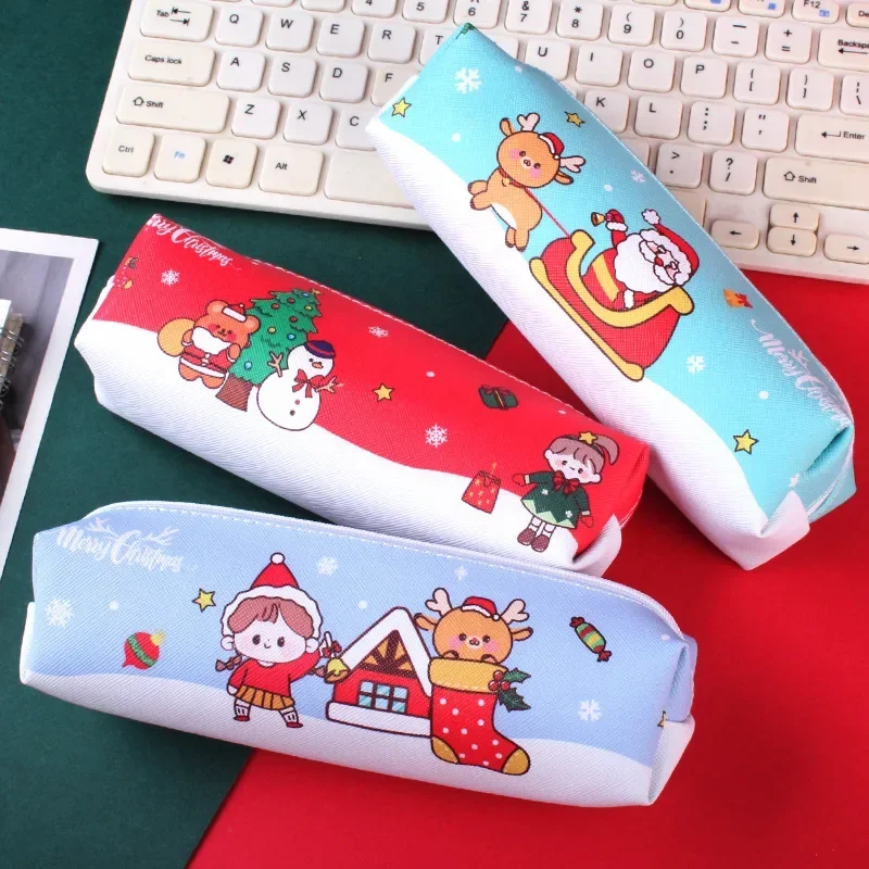 Christmas Tree  Large Capacity Pencil Bag Pen Case Student Cute Ins Zipper Pencil Pouch Stationery Holder School Supplies