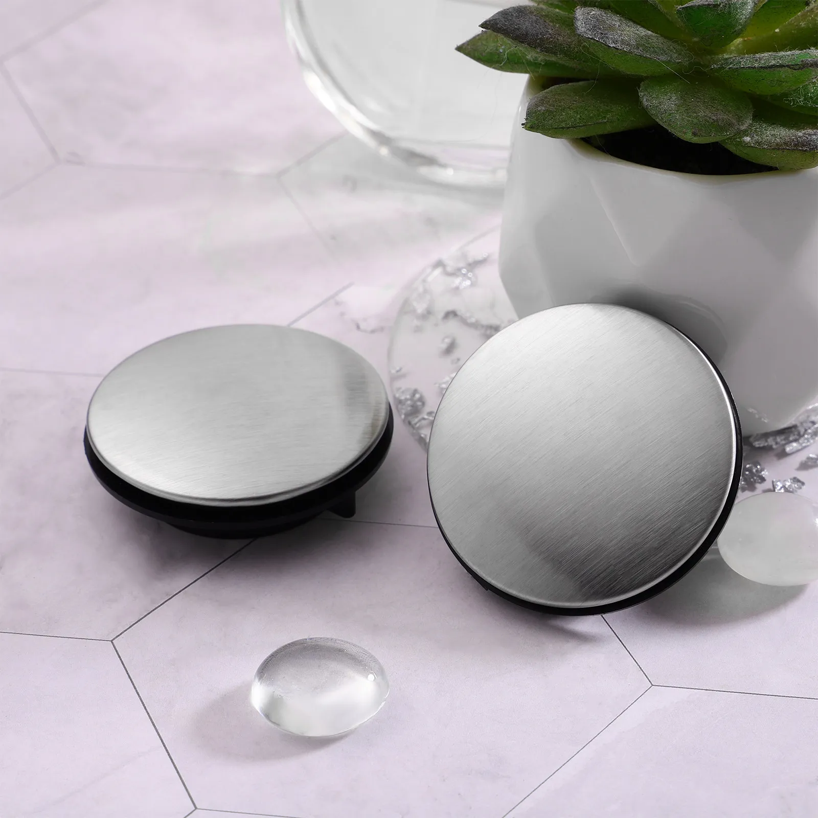 

2Pcs Stainless Steel Sink Hole Cover for Kitchen Faucet Holes 31-40Mm Tight Seal Included Gasket Smooth Edge No Tools Needed