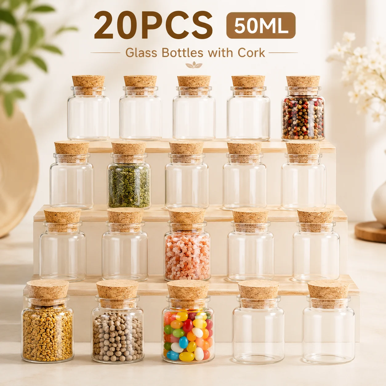20個-ロット-50ml-ガラス瓶-コルク付き-キャンディスパイスジャー-アートクラフト-ウェディングギフト用