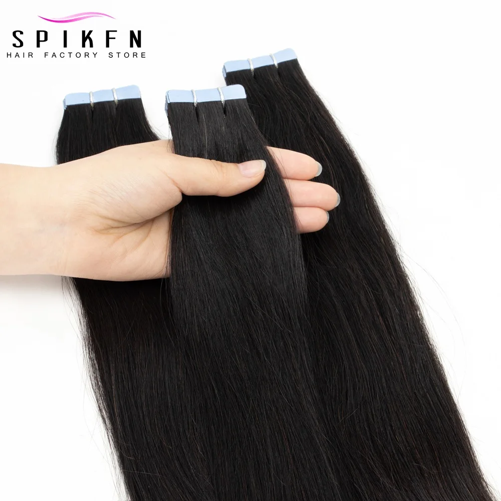 

Straight Tape In Hair Extensions Human Hair Skin Weft Extension Tape Ins Brazilian Bulk Virgin Hair For Black Women 18" 20"